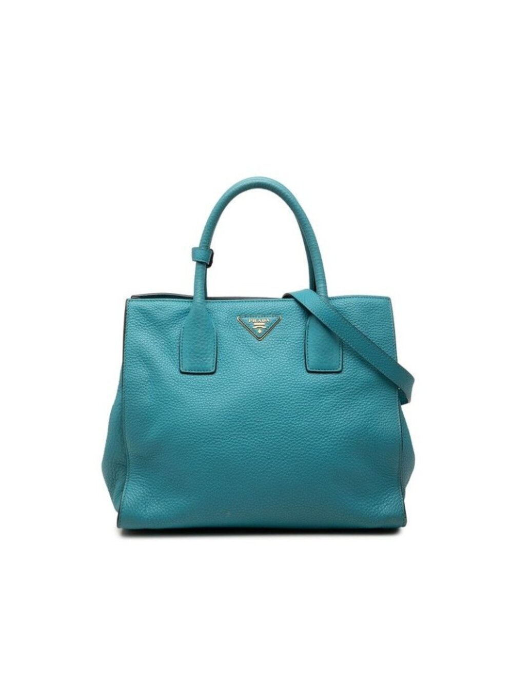 Prada 2-Way Shoulder Bag Blue Vitello Daino Leather